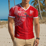 MAILLOT COL V - HOMME - NUNAA MAOHI - TAHITI ROUGE