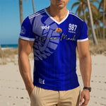 MAILLOT COL V - HOMME - NUNAA MAOHI - TAHITI BLEU