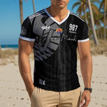 MAILLOT COL V - HOMME - NUNAA MAOHI - TAHITI NOIR
