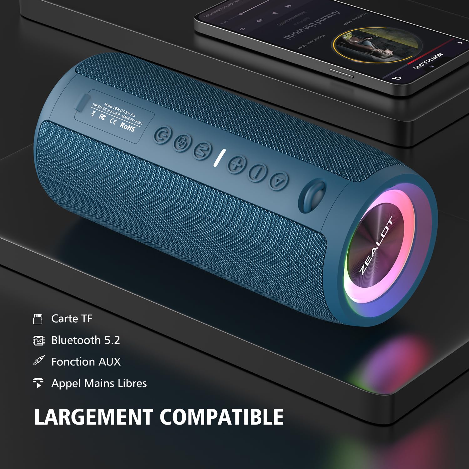 ZEALOT S51Pro - 40W (Noir/Bleu)