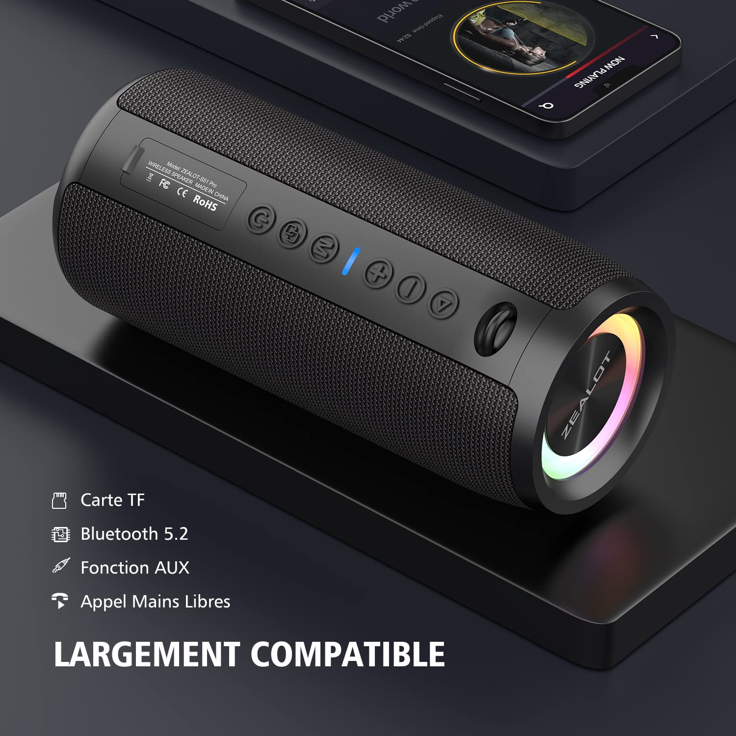 ZEALOT S51Pro - 40W (Noir/Bleu)