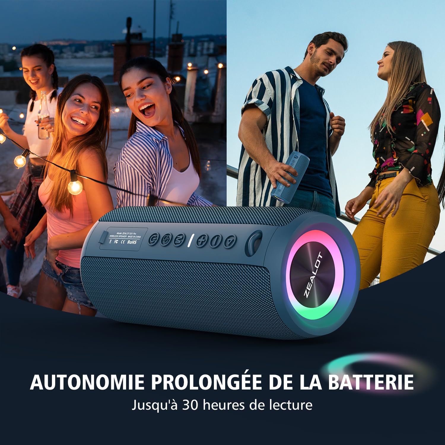 ZEALOT S51Pro - 40W (Noir/Bleu)