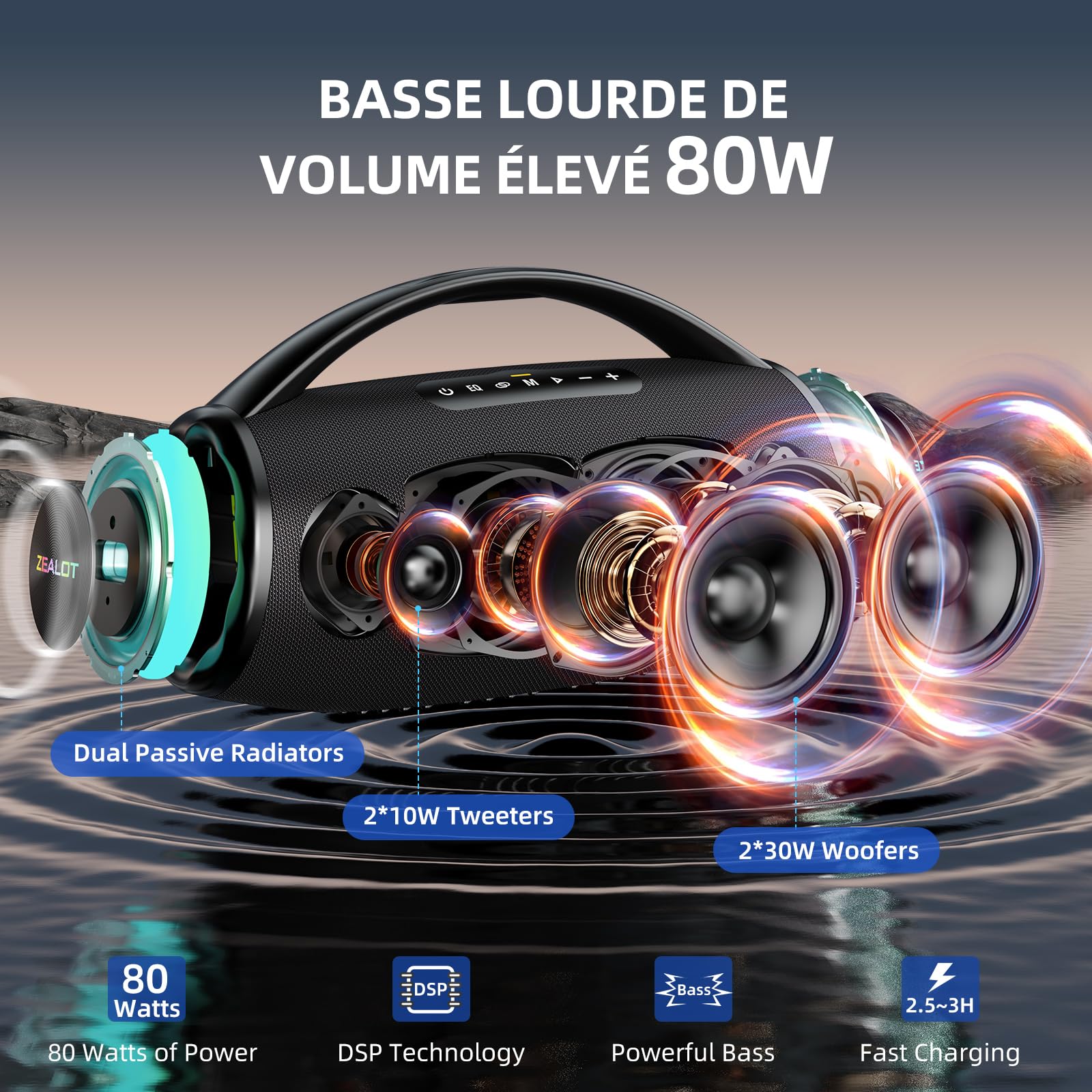 ZEALOT S97 - 100W (Portable/Sangles)