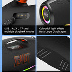 ZEALOT-S89 250W haut-parleur Bluetooth portable haut volume étanche 48000mAh sans fil TWS subwoofer Suporrt USB / TF / AUX RGB lumière.