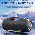 ZEALOT-S89 250W haut-parleur Bluetooth portable haut volume étanche 48000mAh sans fil TWS subwoofer Suporrt USB / TF / AUX RGB lumière.