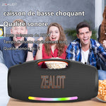 ZEALOT-S89 250W haut-parleur Bluetooth portable haut volume étanche 48000mAh sans fil TWS subwoofer Suporrt USB / TF / AUX RGB lumière.