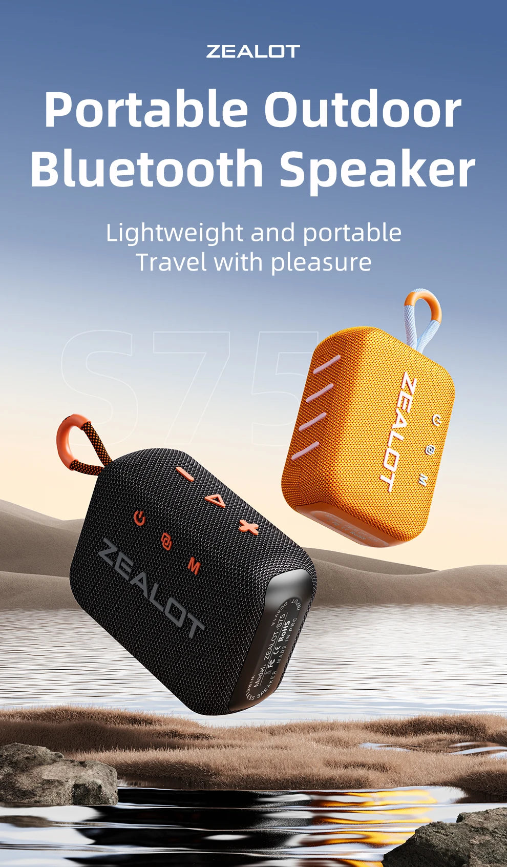 ZEALOT-S75 haut-parleur Bluetooth sans fil haut-parleur étanche Portable haut-parleurs extérieurs Sport basse son Mini caisson de basses