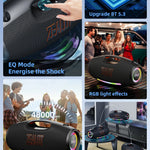 ZEALOT-S89 250W haut-parleur Bluetooth portable haut volume étanche 48000mAh sans fil TWS subwoofer Suporrt USB / TF / AUX RGB lumière.