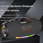 ZEALOT-S89 250W haut-parleur Bluetooth portable haut volume étanche 48000mAh sans fil TWS subwoofer Suporrt USB / TF / AUX RGB lumière.