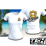 T-SHIRT QUEEN - FEMME - COL V - GOLDEN/SILVER