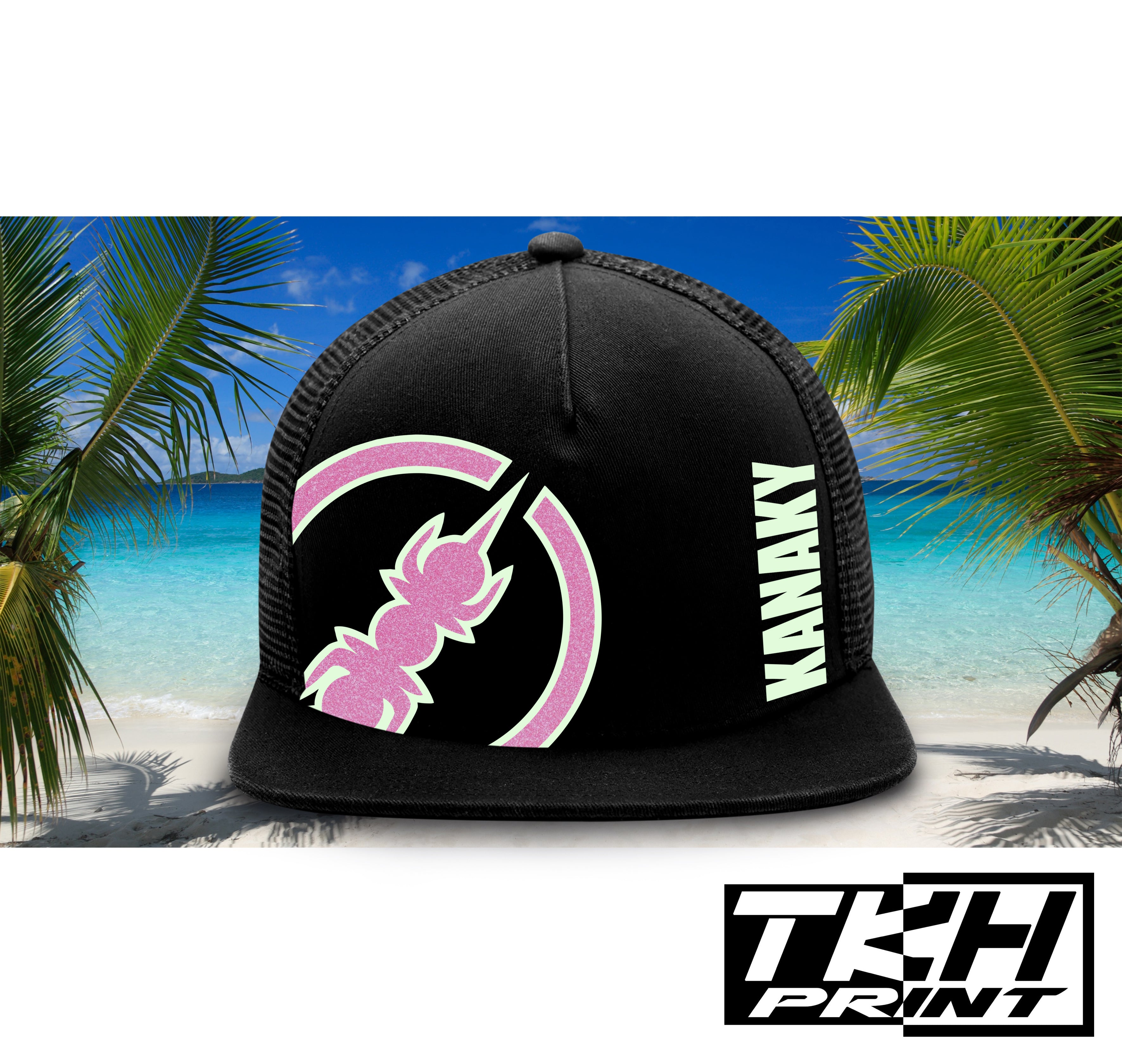 Casquette Snapback à Filet Noir - KANAKY Phosphorescente
