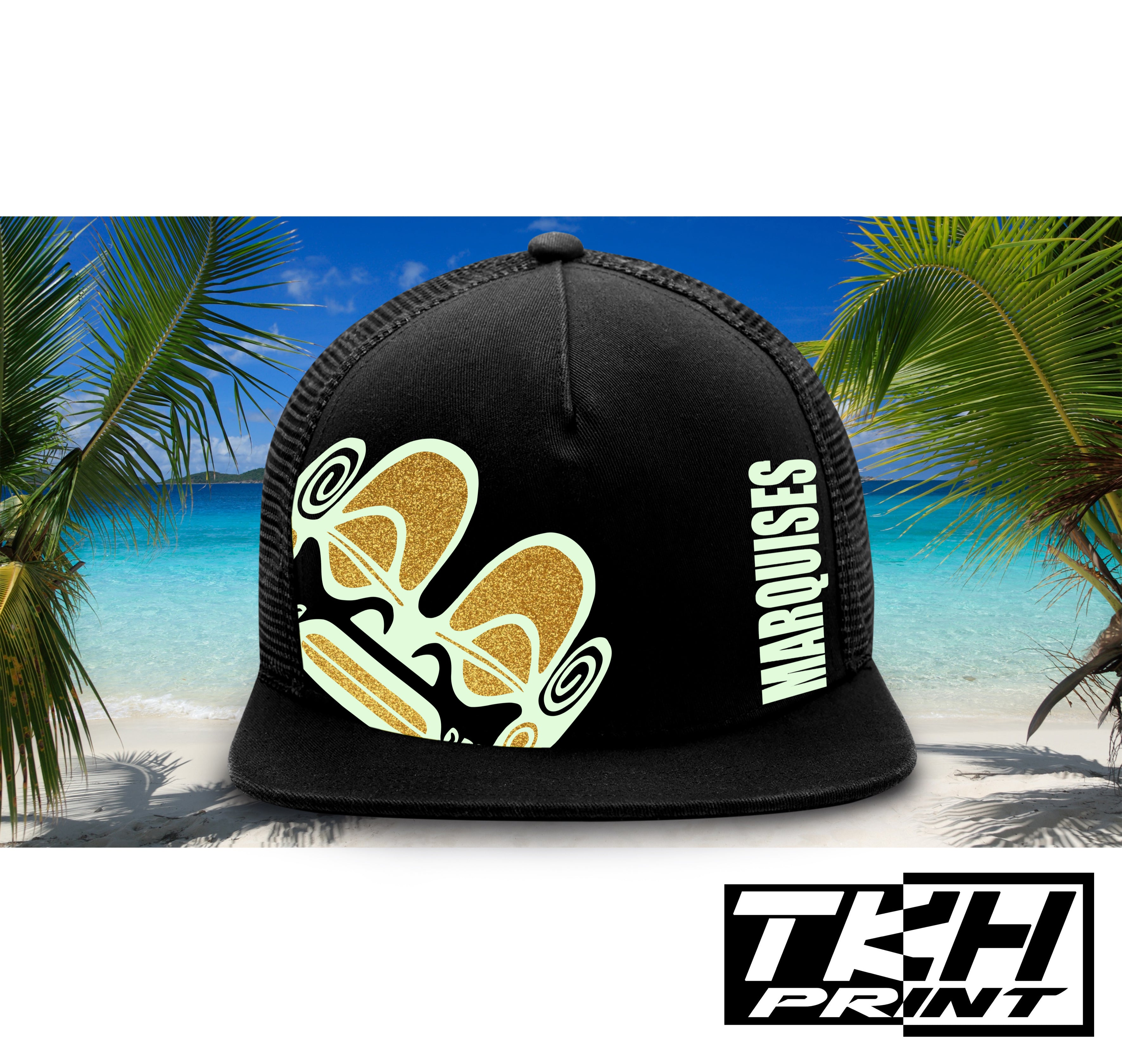 Casquette Snapback à Filet Noir - MARQUISES Phosphorescente
