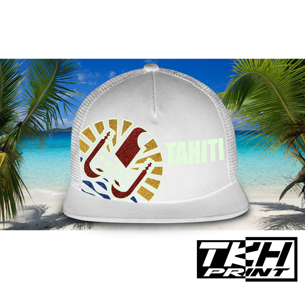 Casquette Snapback à Filet Blanc - TAHITI Phosphorescente - Multicolore