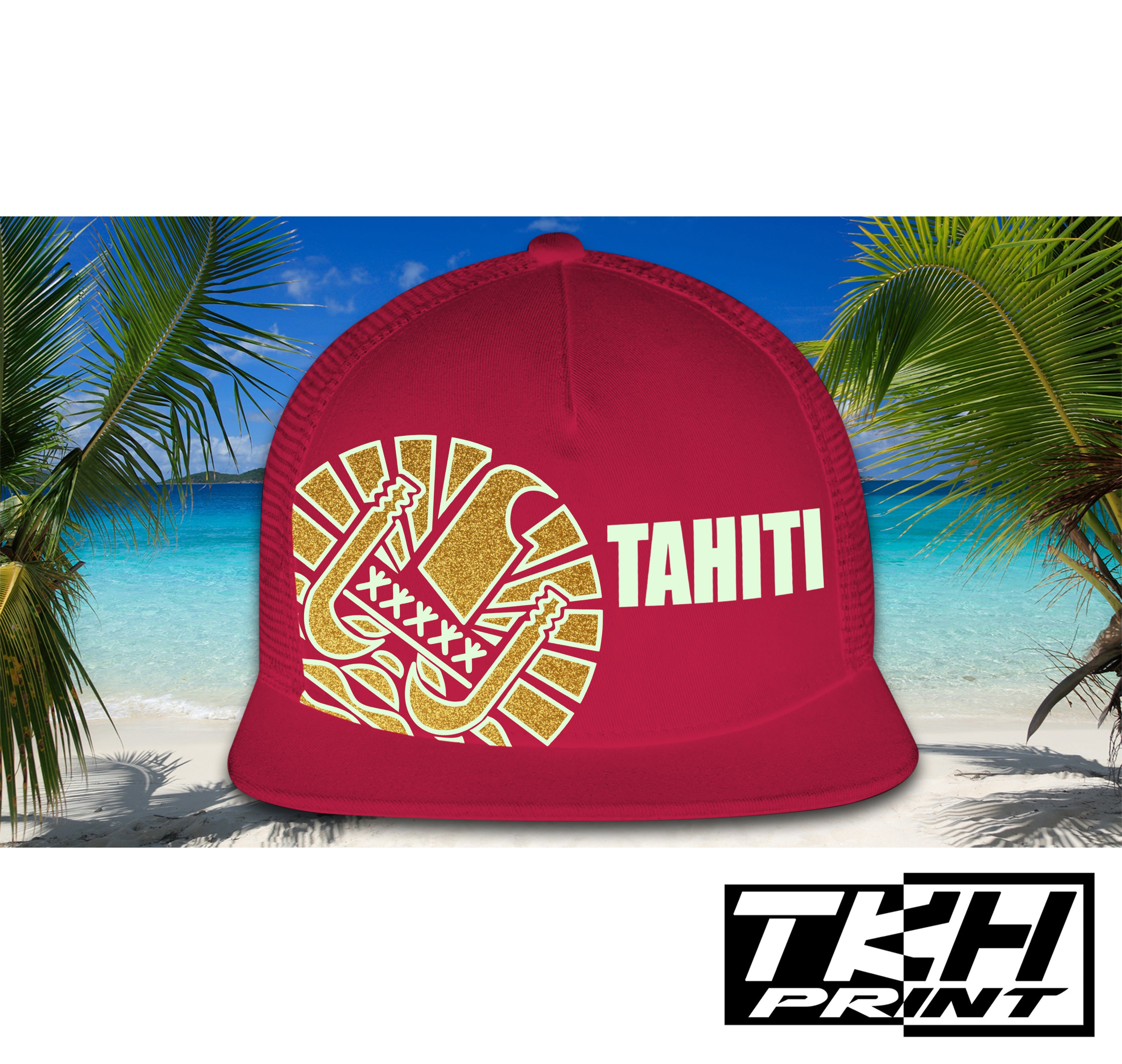 Casquette Snapback à Filet Bordeaux - TAHITI Phosphorescente