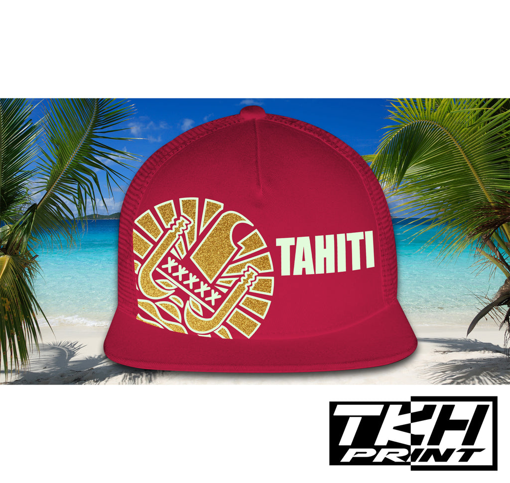 Casquette Snapback à Filet Bordeaux - TAHITI Phosphorescente