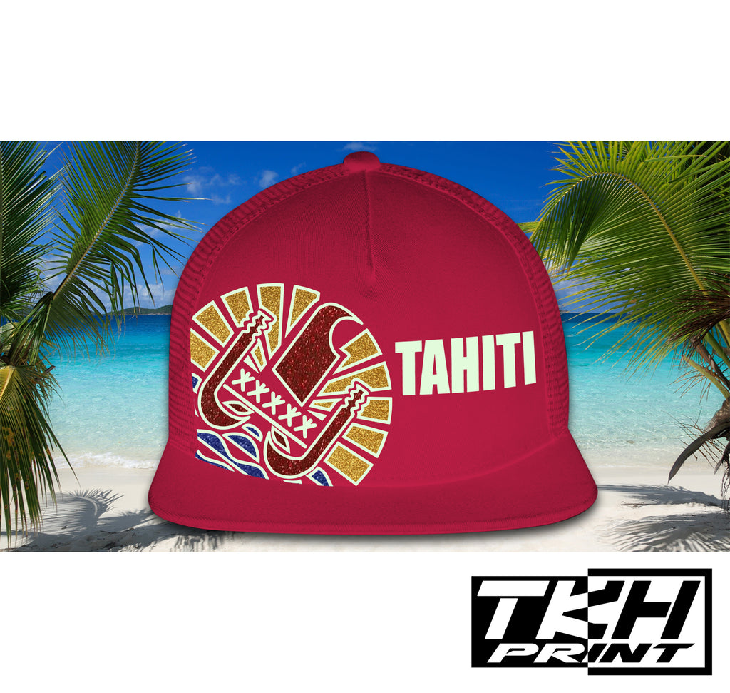 Casquette Snapback à Filet Bordeaux - TAHITI Phosphorescente - Multicolore