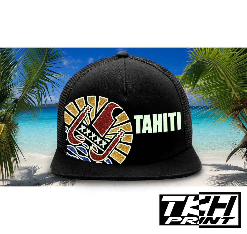 Casquette Snapback à Filet Noir - TAHITI Phosphorescente - Multicolore