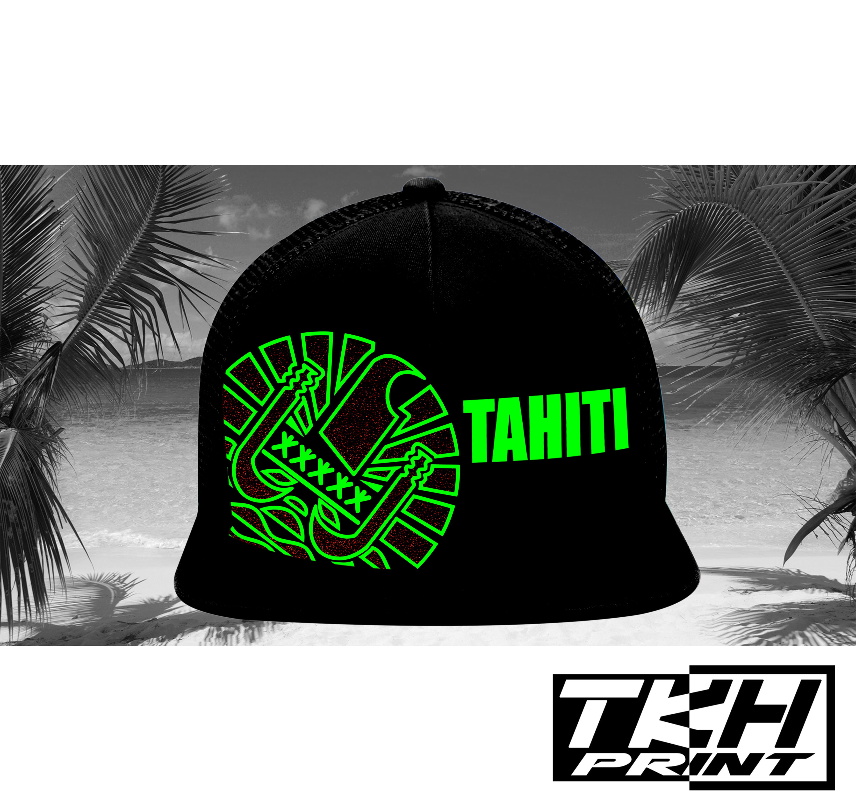 Casquette Snapback à Filet Blanc - TAHITI Phosphorescente - Multicolore