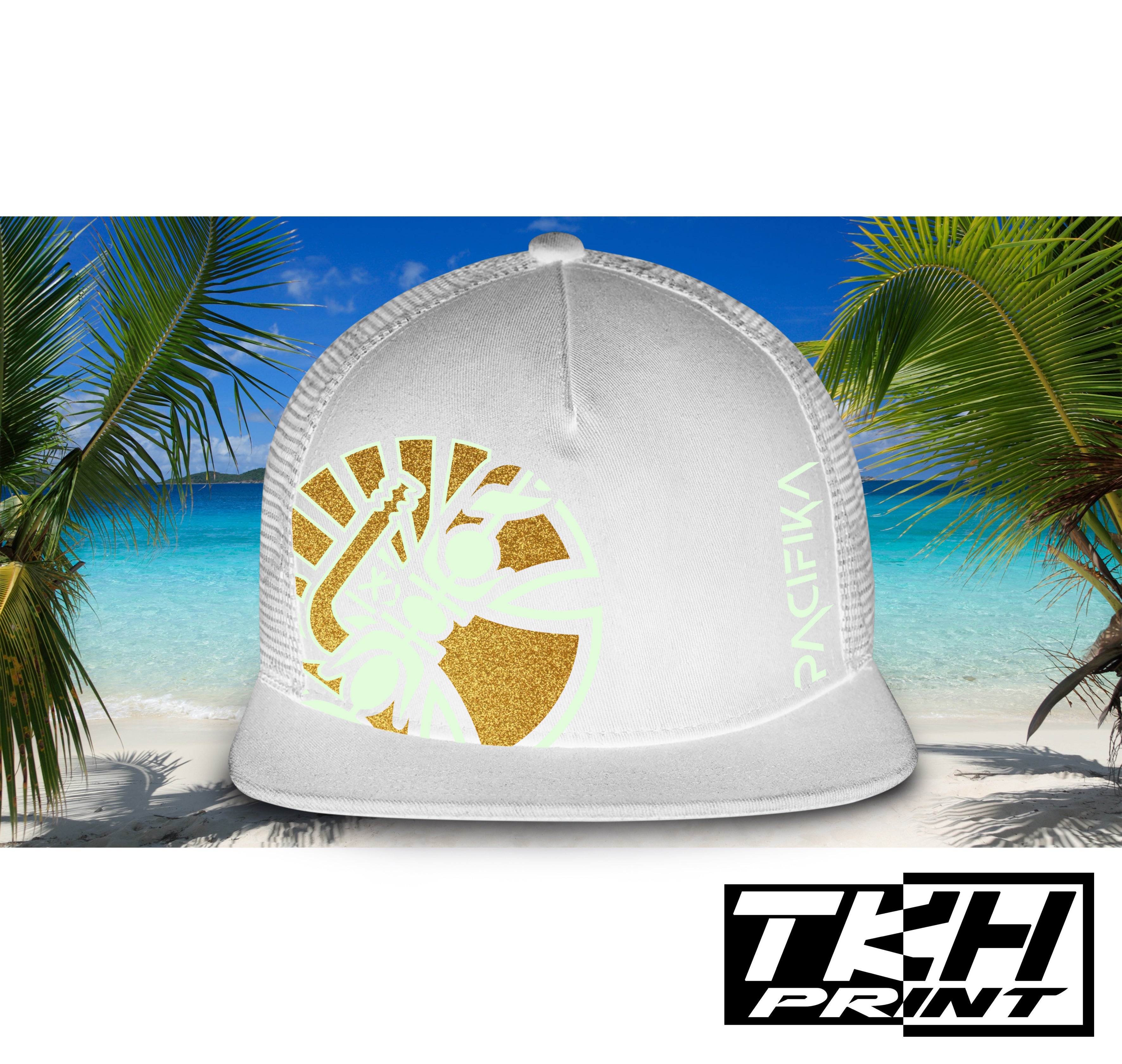 Casquette Snapback à Filet Blanc - PACIFIKA Phosphorescente
