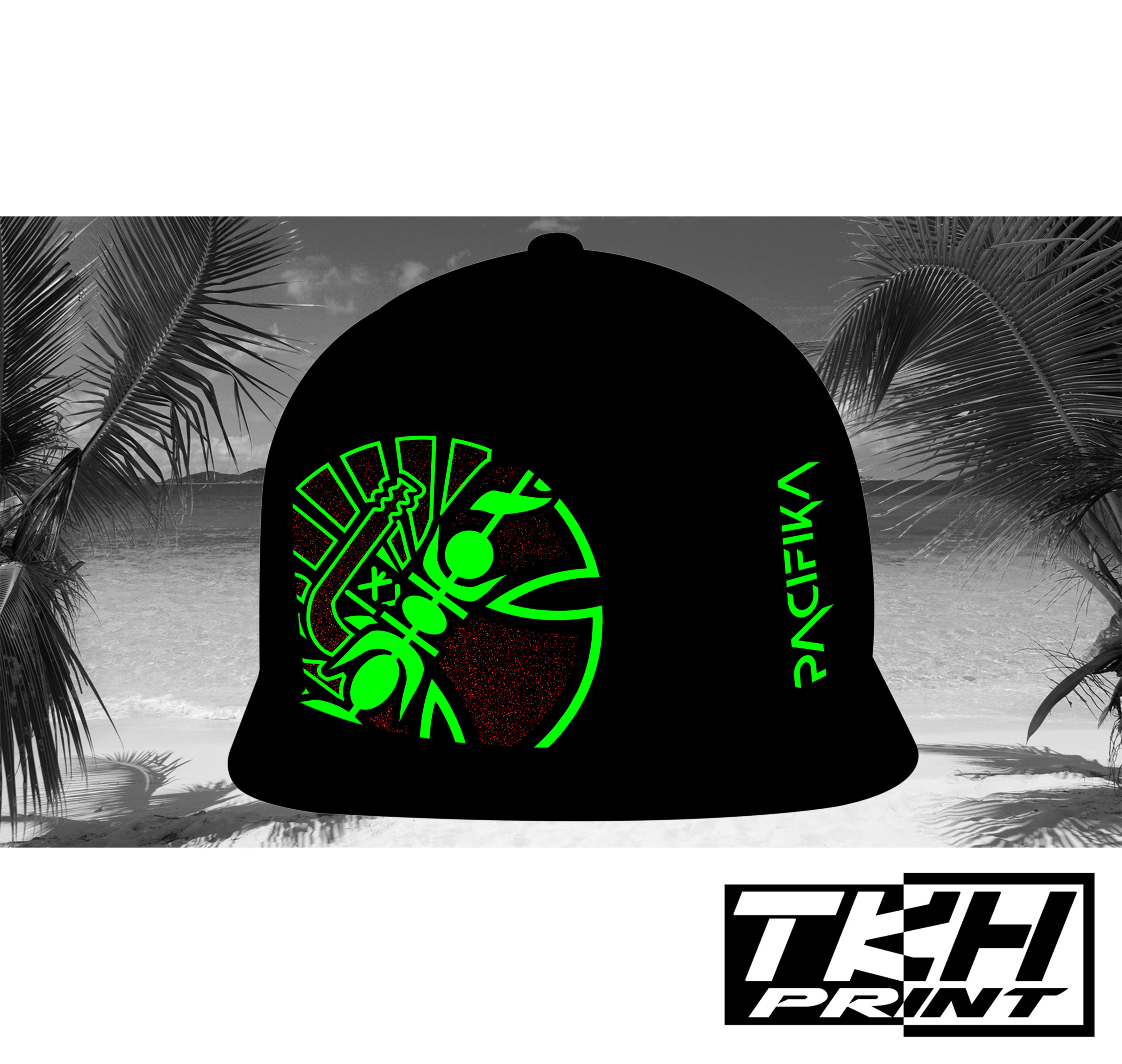 Casquette Snapback à Filet Noir - PACIFIKA Phosphorescente