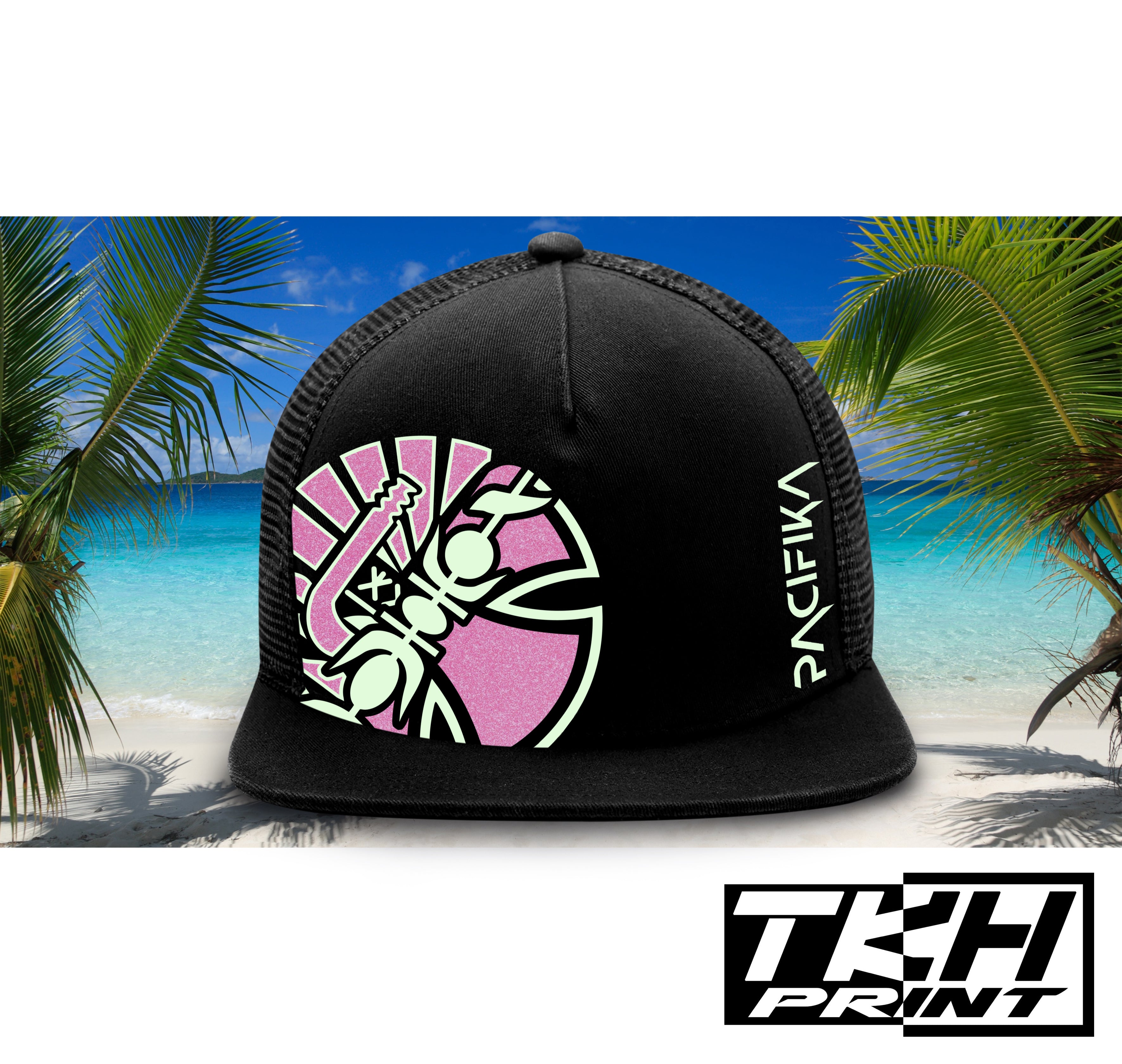 Casquette Snapback à Filet Noir - PACIFIKA Phosphorescente
