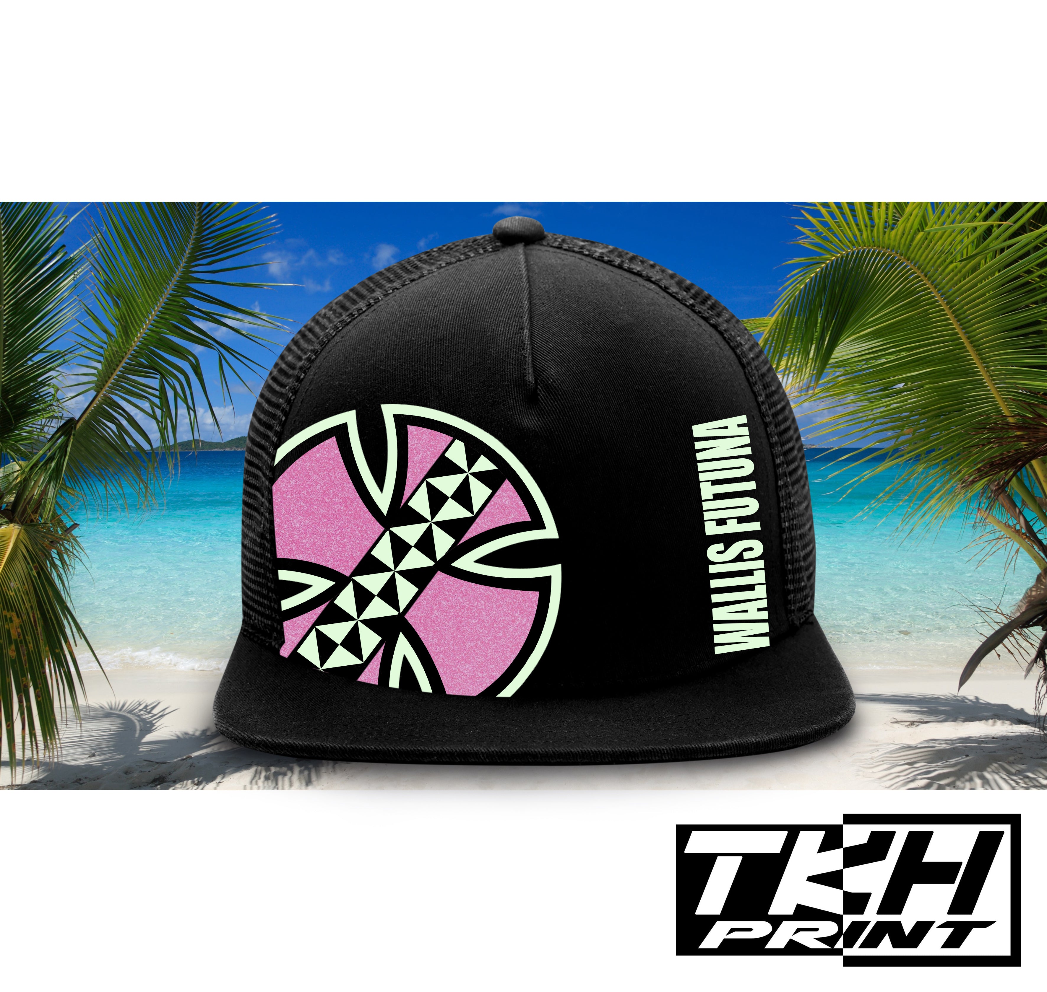 Casquette Snapback à Filet Noir - WALLIS ET FUTUNA Phosphorescente