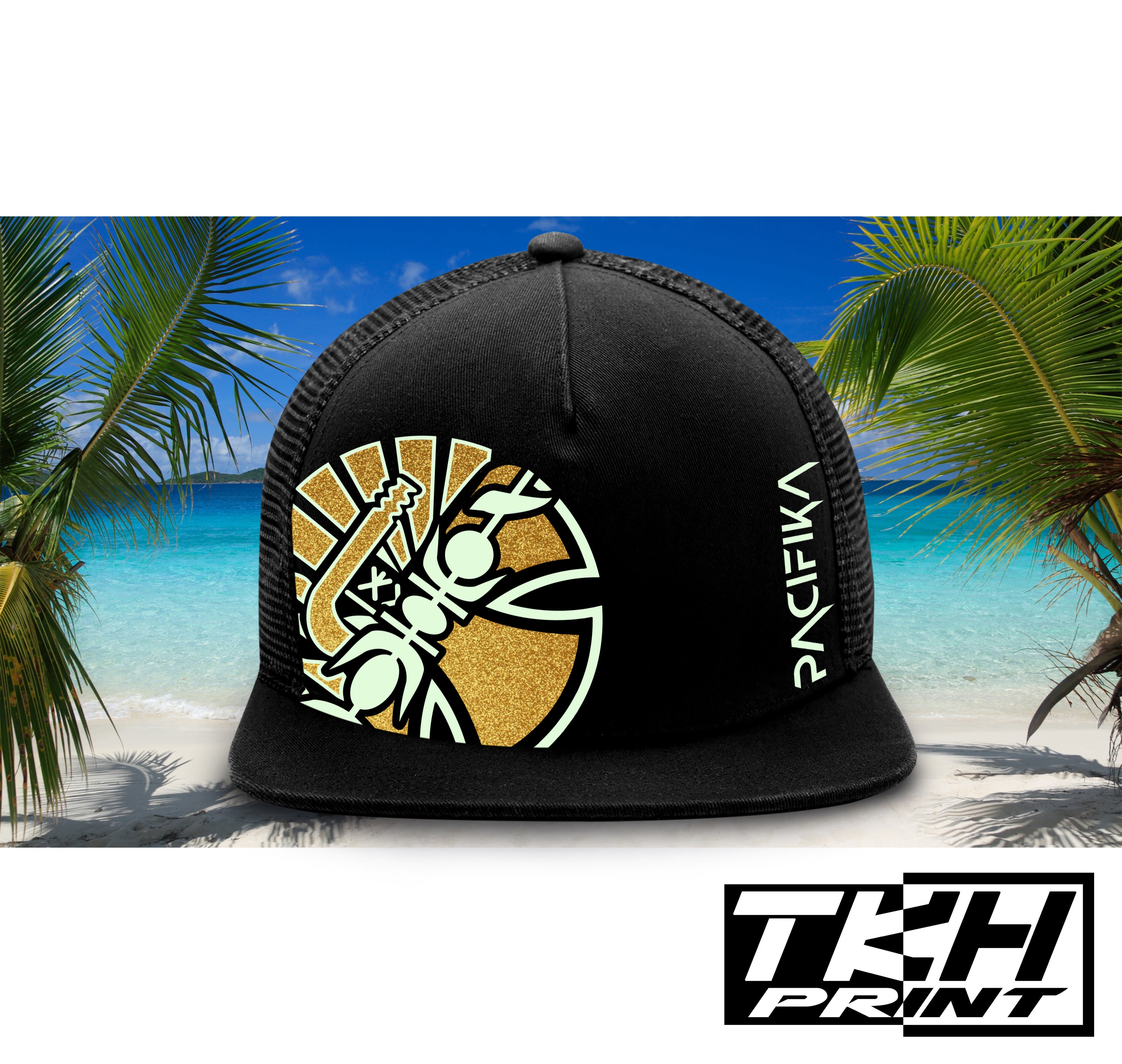 Casquette Snapback à Filet Noir - PACIFIKA Phosphorescente
