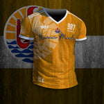 MAILLOT COL V - HOMME - NUNAA MAOHI - TAHITI JAUNE