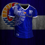 MAILLOT COL V - HOMME - NUNAA MAOHI - TAHITI BLEU